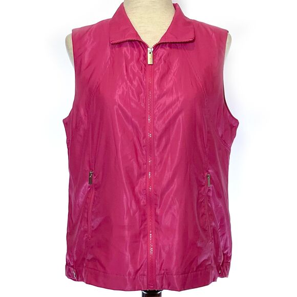 Liz Claiborne Hot Pink Full-Zip Vest Women's Medium - Picture 1 of 7